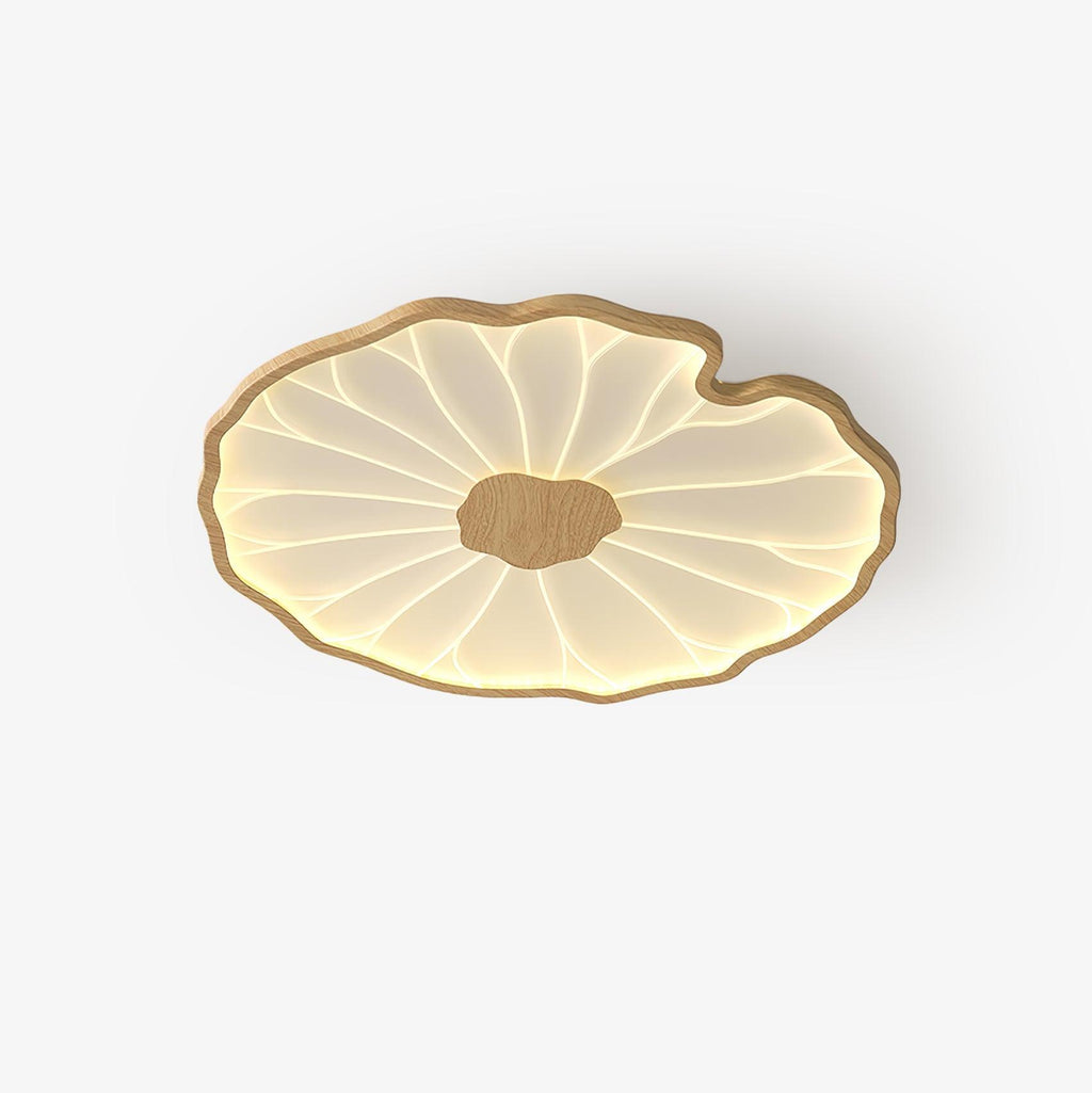 Plafonnier feuille de lotus finition bois Solara — vue 1 — Maison Velaro