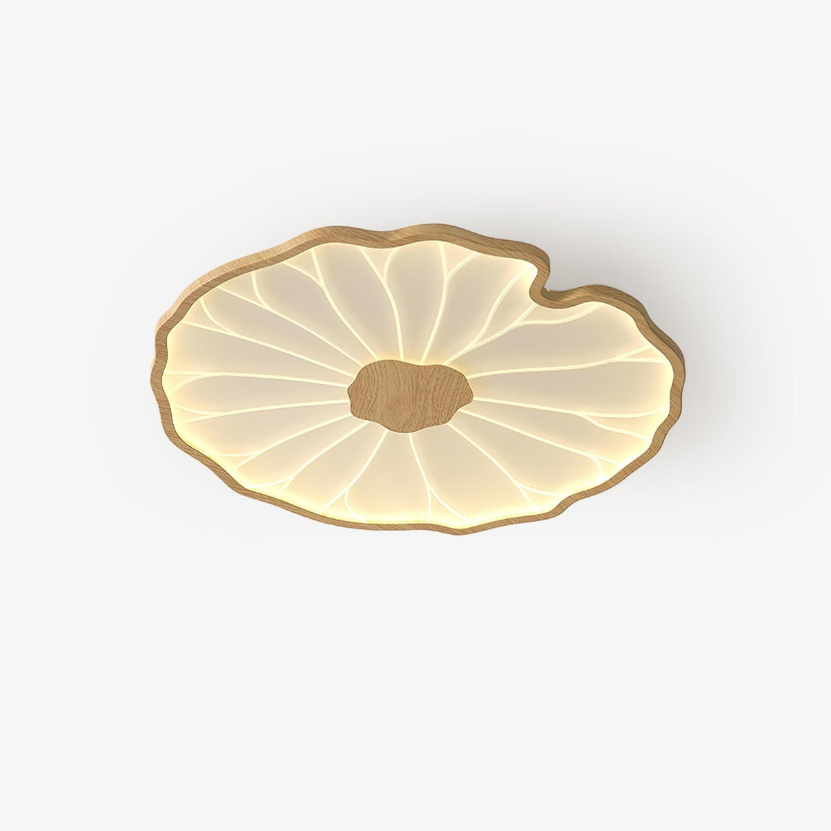 Plafonnier feuille de lotus finition bois Solara — vue 1 — Maison Velaro