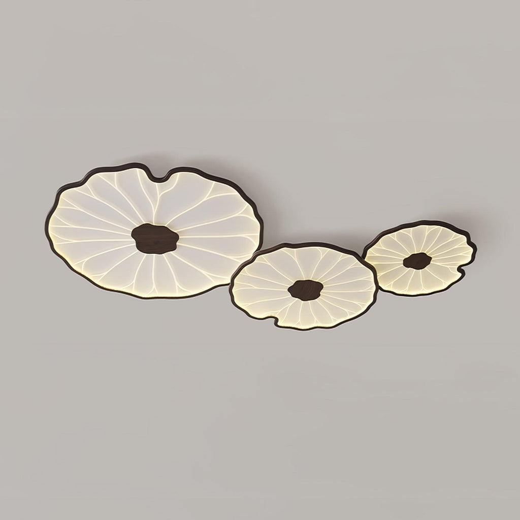 Plafonnier feuille de lotus finition bois Solara — vue 3 — Maison Velaro