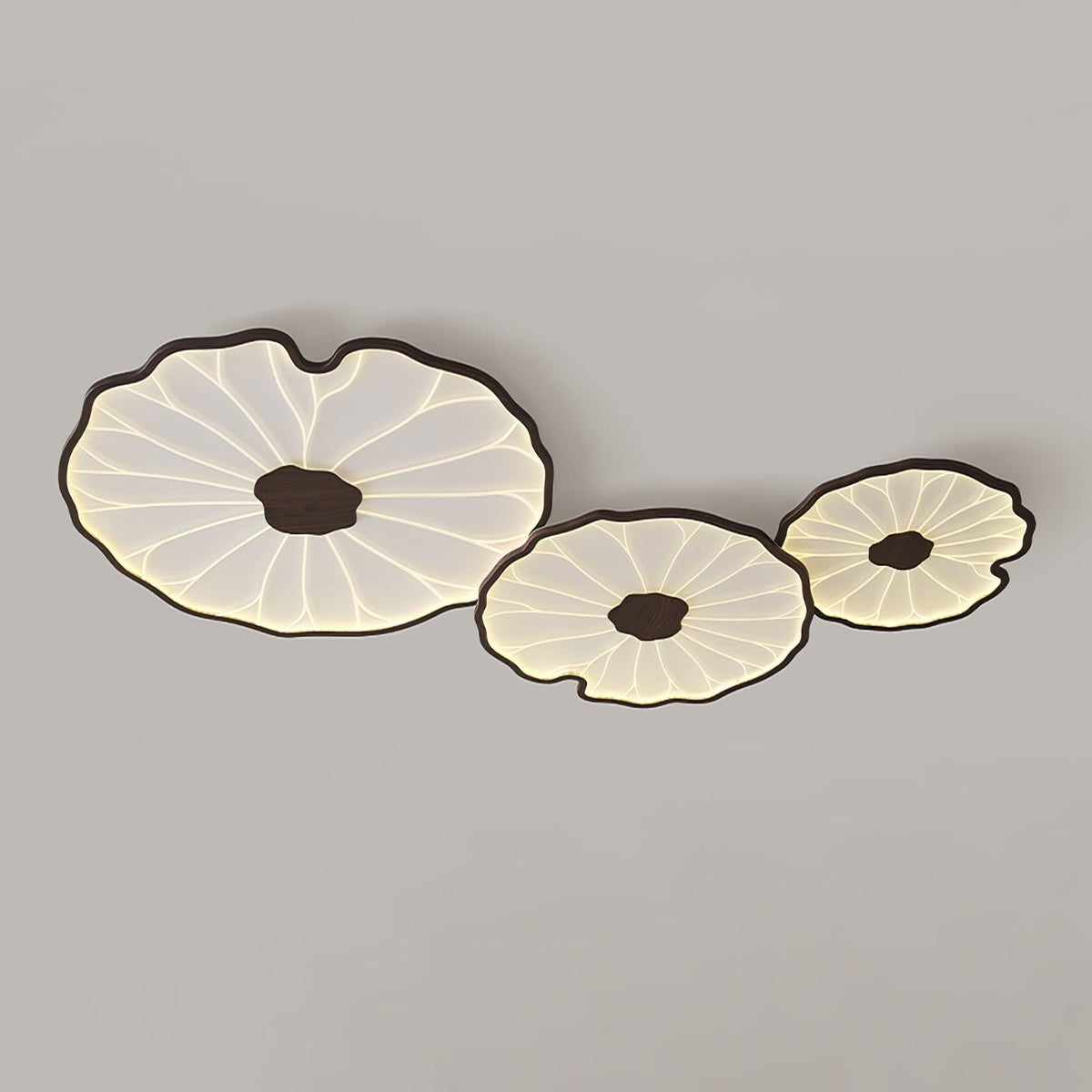 Plafonnier feuille de lotus finition bois Solara — vue 16 — Maison Velaro