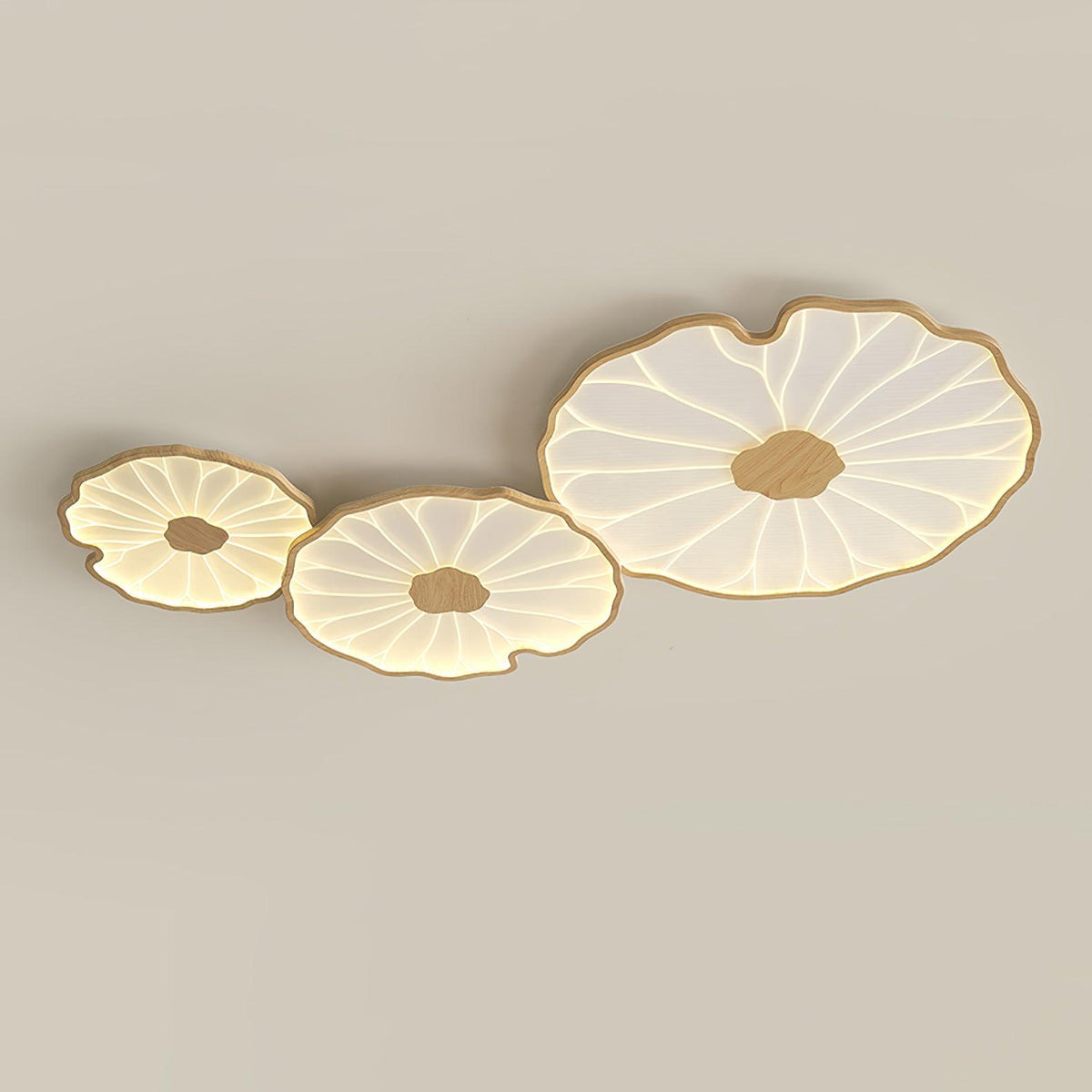 Plafonnier feuille de lotus finition bois Solara — vue 15 — Maison Velaro