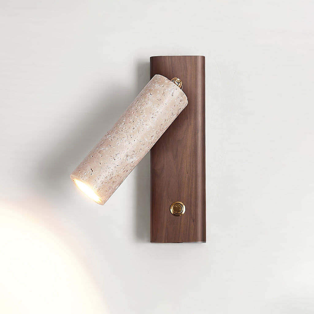 Applique cylindrique en travertin et bois Ornoria — vue 3 — Maison Velaro