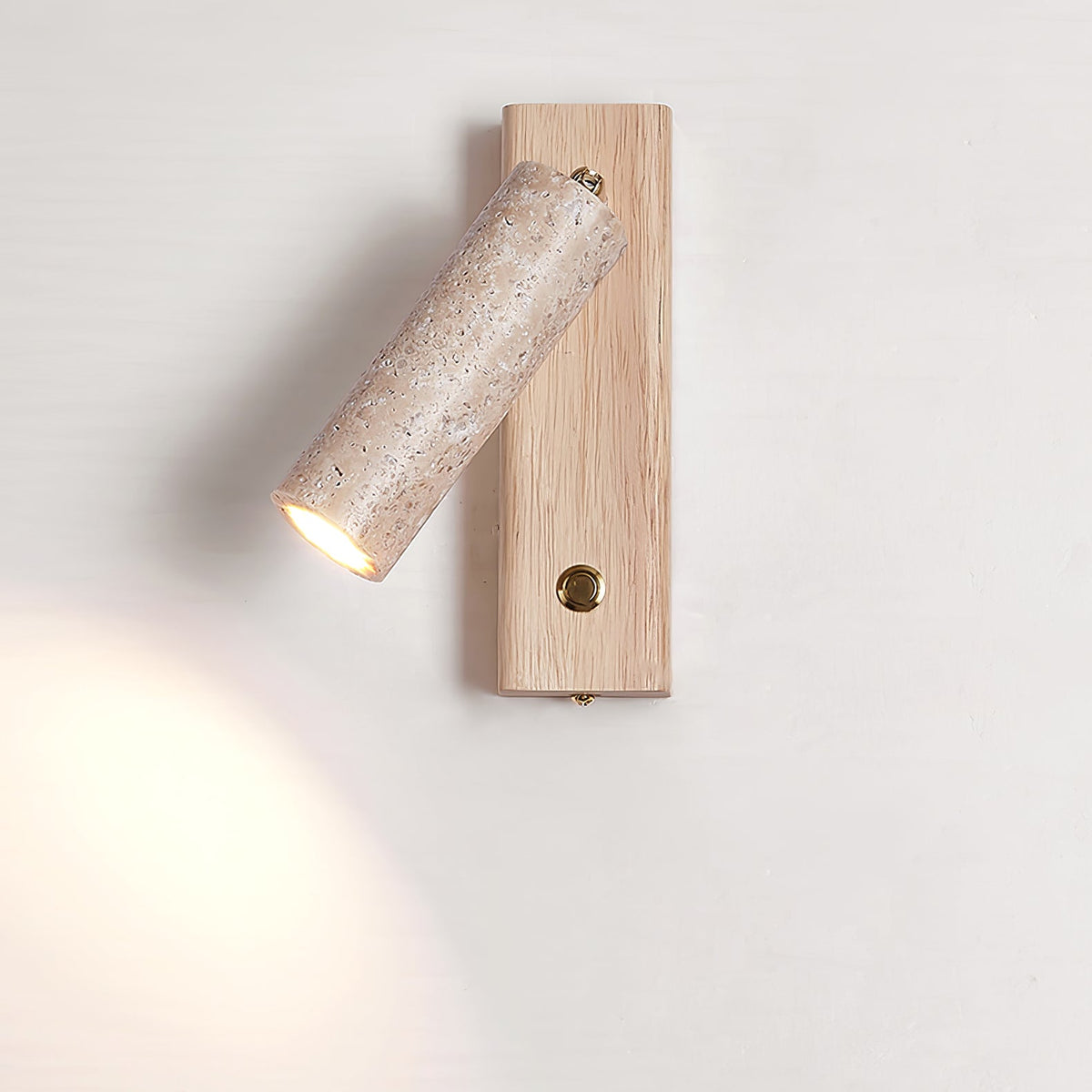 Applique cylindrique en travertin et bois Ornoria — vue 2 — Maison Velaro