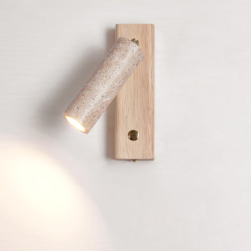 Applique cylindrique en travertin et bois Ornoria — vue 2 — Maison Velaro